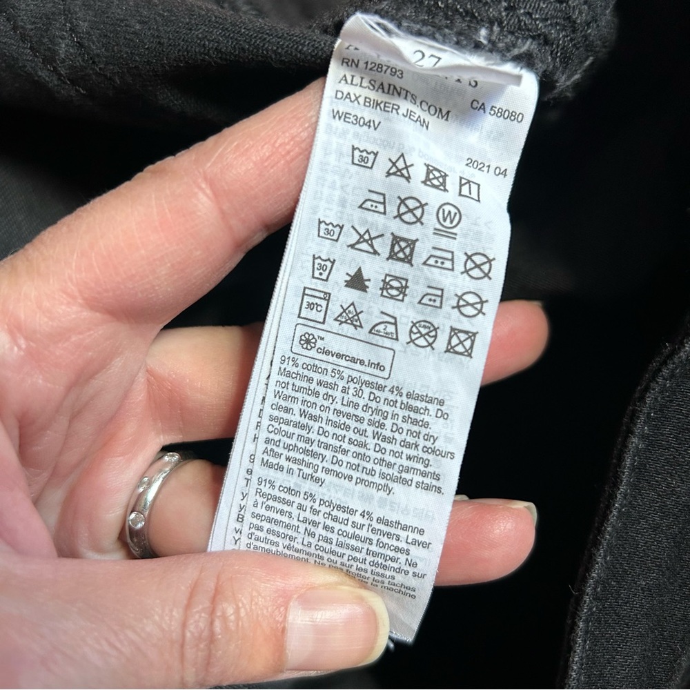 All Saints Black Dax Biker Jeans size 27 - Picture 5 of 13